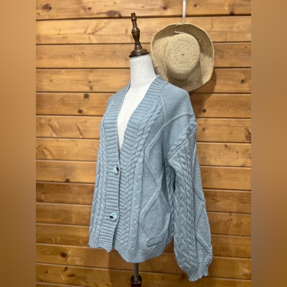 Taylor Swift Tortured Poets Department Chunky Cable Knit Cardigan Sweater M/L